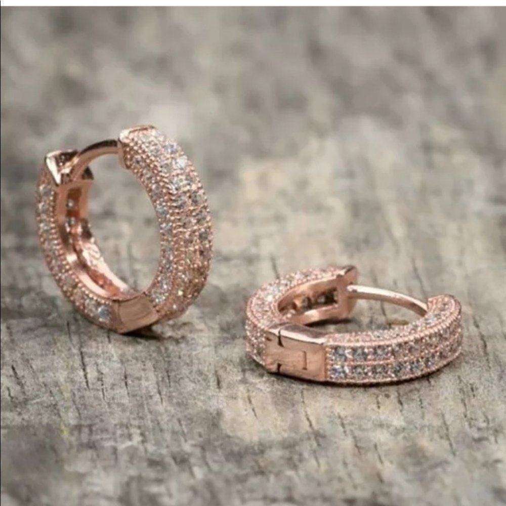 New silver, gold, rose gold Hoop unisex Earrings - Picture 5 of 9